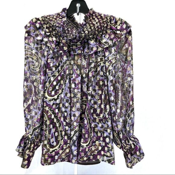 P.A.R.O.S.H. Silk & Metallic Paisley Print Blouse - Picture 1 of 9